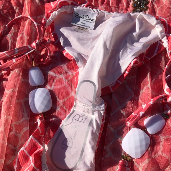 NWT beach bunny bikini ๐ giraffe ๐ฆ glitter in the air size M set - Picture 11 of 16